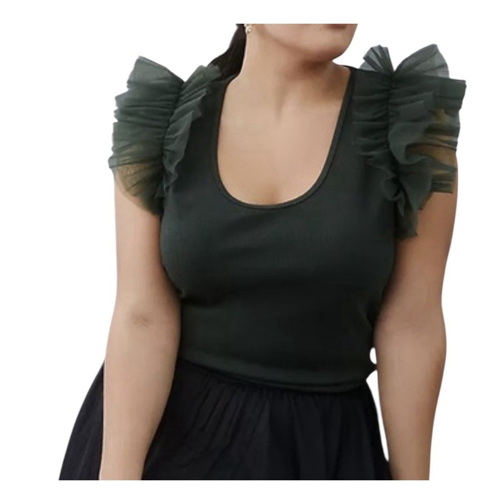 Dolan Anthropologie Top Women 3X Plus Green Blouse‎ Elegant  Stretch Cóctel
